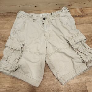 Abercrombie & Fitch Mens Cargo Shorts 32 Drawstring Khaki Heavy Y2K Distressed